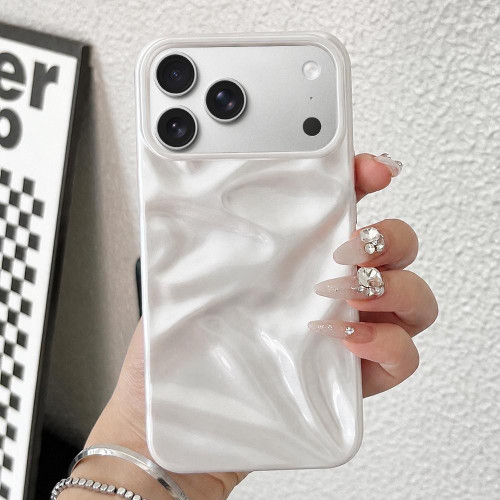 iPhone 18 Pro Water Ripple Electroplating Paint TPU Phone Case - White