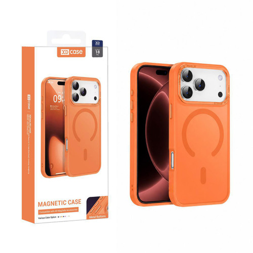 iPhone 18 Pro XDcase Metal Lens Frame Skin Feel Magnetic Phone Case - Orange