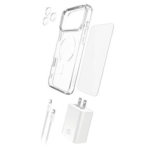 Gadget Guard - 5 In 1 Bundle Includes Case / Camera Lens Protector / Glass Screen Protector / 30w Charging Block / Cable for Apple iPhone 18 Pro Max - Clear