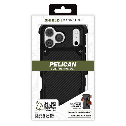 Pelican - Shield Magsafe Case with Holster for Apple iPhone 18 Pro Max / 17 Pro Max - Carbon Fiber