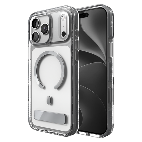 Zagg - Santa Cruz Snap Magsafe Case with Kickstand for Apple iPhone 18 Pro Max / 17 Pro Max - Silver