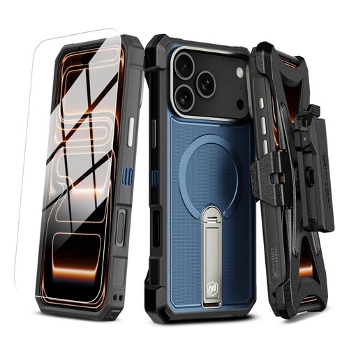 MyBat Pro Renegade Series Case with 360° Locking Kickstand and Holster for Apple iPhone 18 Pro Max / 17 Pro Max -Blue