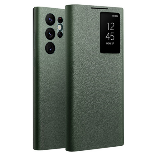 QIALINO - Galaxy S22 Ultra 5G Magnetic Genuine Leather Phone Case - Green