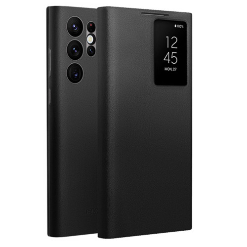 QIALINO - Galaxy S22 Ultra 5G Magnetic Genuine Leather Phone Case - Black