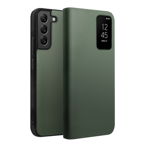 QIALINO - Galaxy S22+ 5G Magnetic Genuine Leather Phone Case - Green