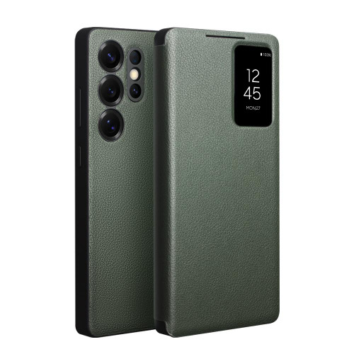 QIALINO - Galaxy S25 Ultra 5G Magnetic Genuine Leather Phone Case - Green