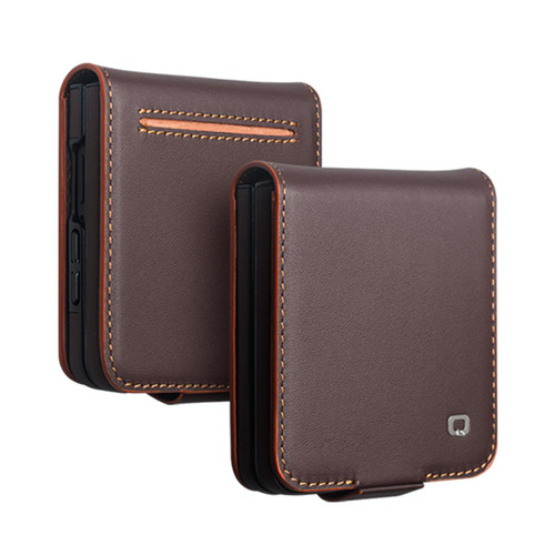 QIALINO - Galaxy Z Flip8 5G Classic Gen2 Genuine Leather Phone Case - Brown