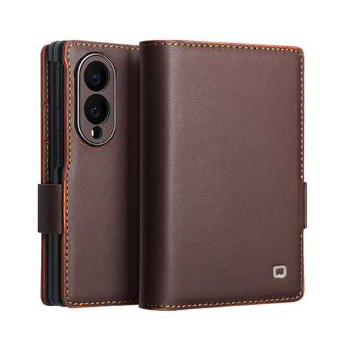 QIALINO - Galaxy Z Fold8 5G Classic Gen2 Genuine Leather Phone Case - Brown