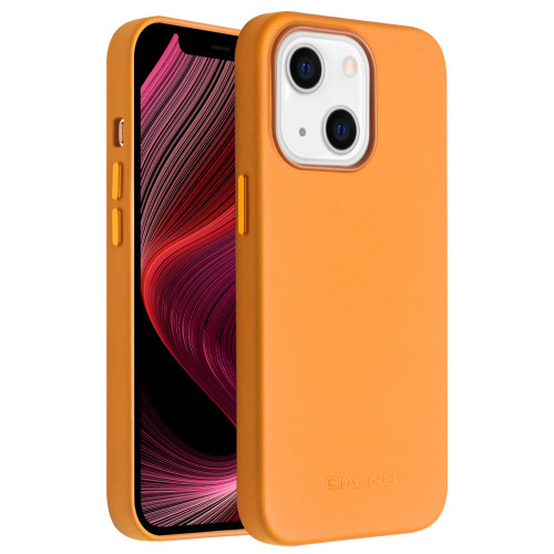 QIALINO - iPhone 13 Nappa Cowhide MagSafe Magnetic Protective Case - Orange