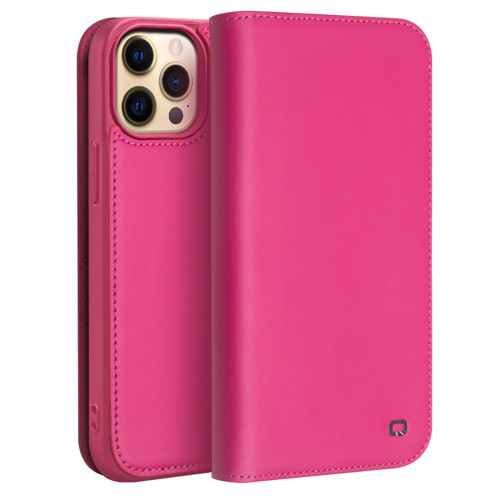 QIALINO - iPhone 13 Pro Max Business Horizontal Flip Leather Case with Holder & Card Slots & Wallet - Rose Red