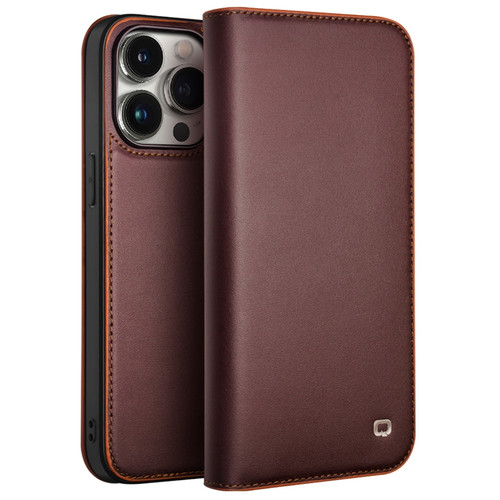 QIALINO - iPhone 15 Pro Max Classic Gen2 Genuine Leather Phone Case - Brown