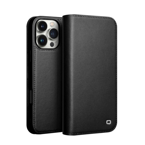 QIALINO - iPhone 16 Pro Max Classic Gen2 Genuine Leather Phone Case - Black