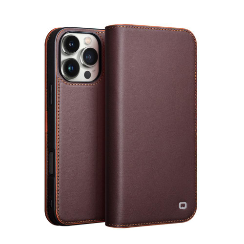 QIALINO - iPhone 16 Pro Max Classic Gen2 Genuine Leather Phone Case - Brown