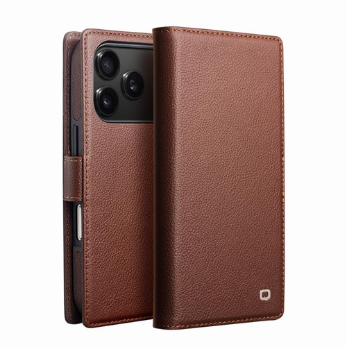 QIALINO - iPhone 18 Pro Max / 17 Pro Max Classics 3rd Genuine Leather Phone Case - Brown