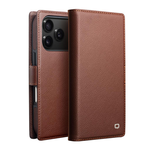QIALINO - iPhone 18 Pro 2-in-1 Detachable Magnetic Genuine Leather Phone Case - Brown