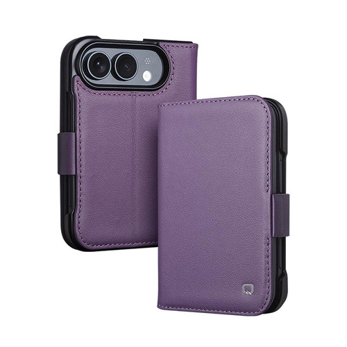 QIALINO - iPhone Duo Classics 3rd Genuine Leather Phone Case - Purple