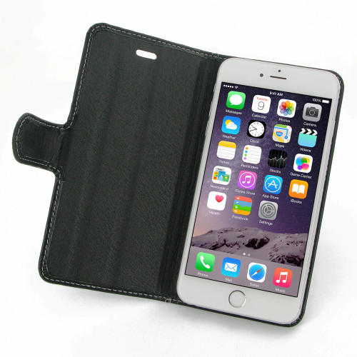 PDair Black Leather Book-Stand Case for Apple iPhone 6 Plus / 6S Plus