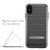 Asmyna Hybrid Protector Cover (with Magnetic Metal Stand) for Apple iPhone XS Max - Space Gray Brushed & Carbon Fiber Accent / Black
