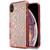 MyBat Full Glitter TUFF Hybrid Protector Cover for Apple iPhone XS Max - Electroplating Rose Gold Hibiscus Flower (Transparent Clear)