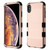MyBat TUFF Hybrid Protector Cover [Military-Grade Certified] for Apple iPhone XS Max - Rose Gold Brushed / Black