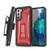 MyBat Pro Warrior Series Hybrid Case Combo (with Black Holster) for Samsung Galaxy S21 Plus - Transparent Red / Black