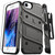 ZIZO BOLT Series for iPhone SE (3rd and 2nd gen)/8/7 Case with Screen Protector Kickstand Holster Lanyard - Gun Metal Gray
