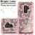 MyBat TUFF Quicksand Glitter Lite Hybrid Protector Cover for Samsung Galaxy S9 Plus - Rose Gold Electroplating / Hibiscus Flower