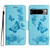 Google Pixel 8 Butterfly Embossed Flip Leather Phone Case - Blue