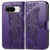 Google Pixel 8 Butterfly Love Flower Embossed Leather Phone Case - Dark Purple