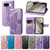 Google Pixel 8 Butterfly Love Flower Embossed Leather Phone Case - Dark Purple