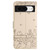 Google Pixel 8 Cat Embossing Pattern Leather Phone Case with Lanyard - Beige