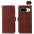 Google Pixel 8 Crazy Horse Top Layer Cowhide Leather Phone Case - Brown