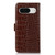 Google Pixel 8 Crocodile Top Layer Cowhide Leather Phone Case - Brown