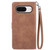 Google Pixel 8 Embossed Flower Zipper Leather Phone Case - Brown