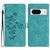 Google Pixel 8 Flower Butterfly Embossing Pattern Leather Phone Case - Sky Blue