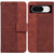 Google Pixel 8 Geometric Embossed Leather Phone Case - Brown