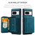 Google Pixel 8 JEEHOOD Magnetic Zipper Wallet Phone Leather Case - Blue