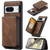 Google Pixel 8 JEEHOOD Magnetic Zipper Wallet Phone Leather Case - Brown