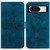 Google Pixel 8 Lily Embossed Leather Phone Case - Dark Blue