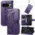 Google Pixel 8 Pro Butterfly Love Flower Embossed Leather Phone Case - Dark Purple