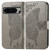 Google Pixel 8 Pro Butterfly Love Flower Embossed Leather Phone Case - Gray