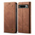 Google Pixel 8 Pro Denim Texture Casual Style Horizontal Flip Leather Case - Brown