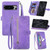 Google Pixel 8 Pro Embossed Flower Zipper Leather Phone Case - Purple Google Pixel 8 Pro Embossed Flower Zipper Leather Phone Case - Purple
