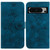 Google Pixel 8 Pro Lily Embossed Leather Phone Case - Dark Blue