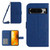 Google Pixel 8 Pro Skin Feel Sun Flower Embossed Flip Leather Phone Case with Lanyard - Dark Blue