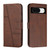 Google Pixel 8 Stitching Calf Texture Buckle Leather Phone Case - Brown