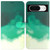 Google Pixel 8 Watercolor Pattern Flip Leather Phone Case - Cyan Green