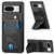 Google Pixel 8 Carbon Fiber Wallet Flip Card K-shaped Holder Phone Case - Black