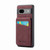 Google Pixel 8 Fierre Shann Crazy Horse Card Holder Back Cover PU Phone Case - Wine Red