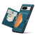 Google Pixel 8 JEEHOOD Retro Magnetic Detachable Wallet Phone Case - Blue
